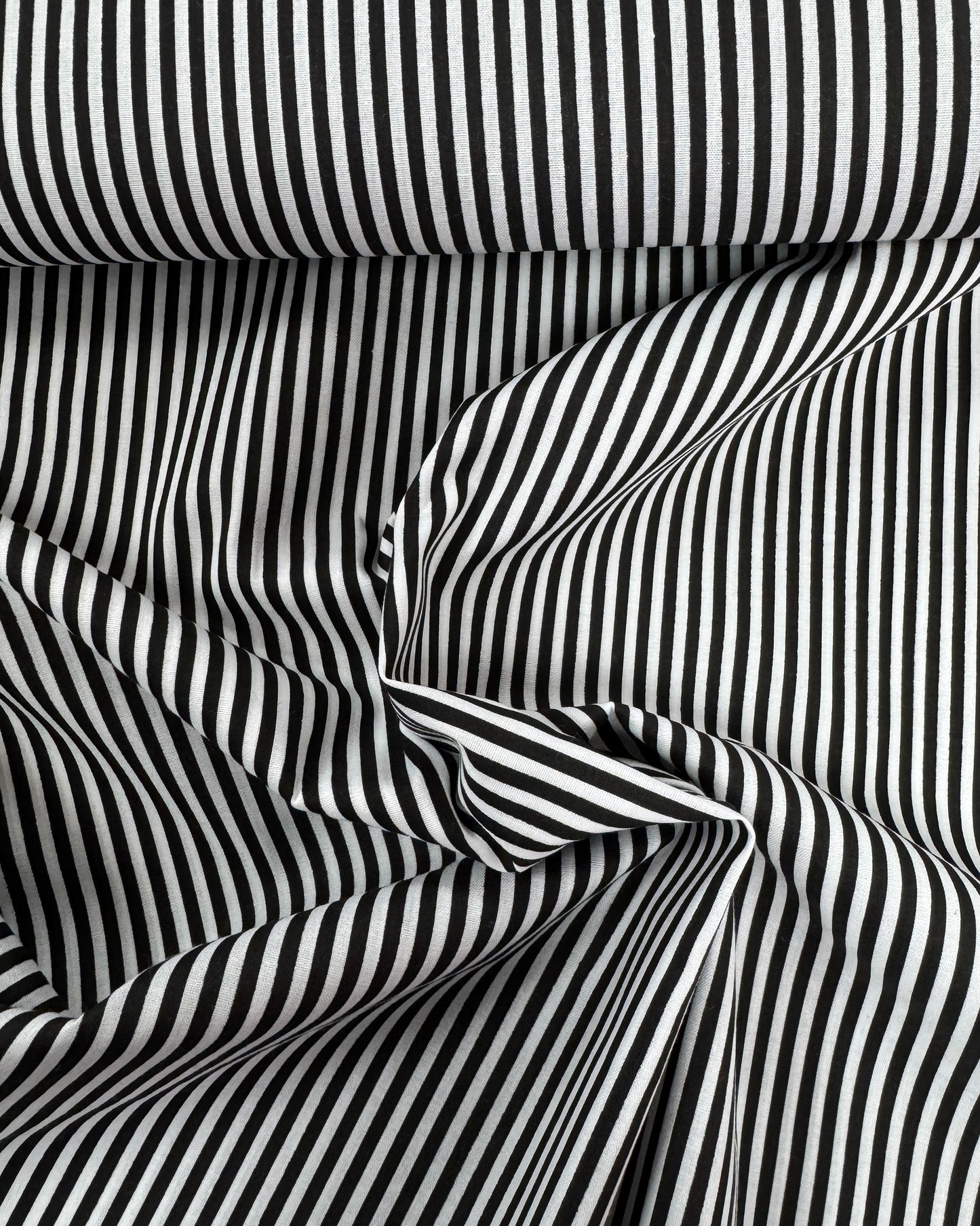 Black Striped Polycotton Fabric
