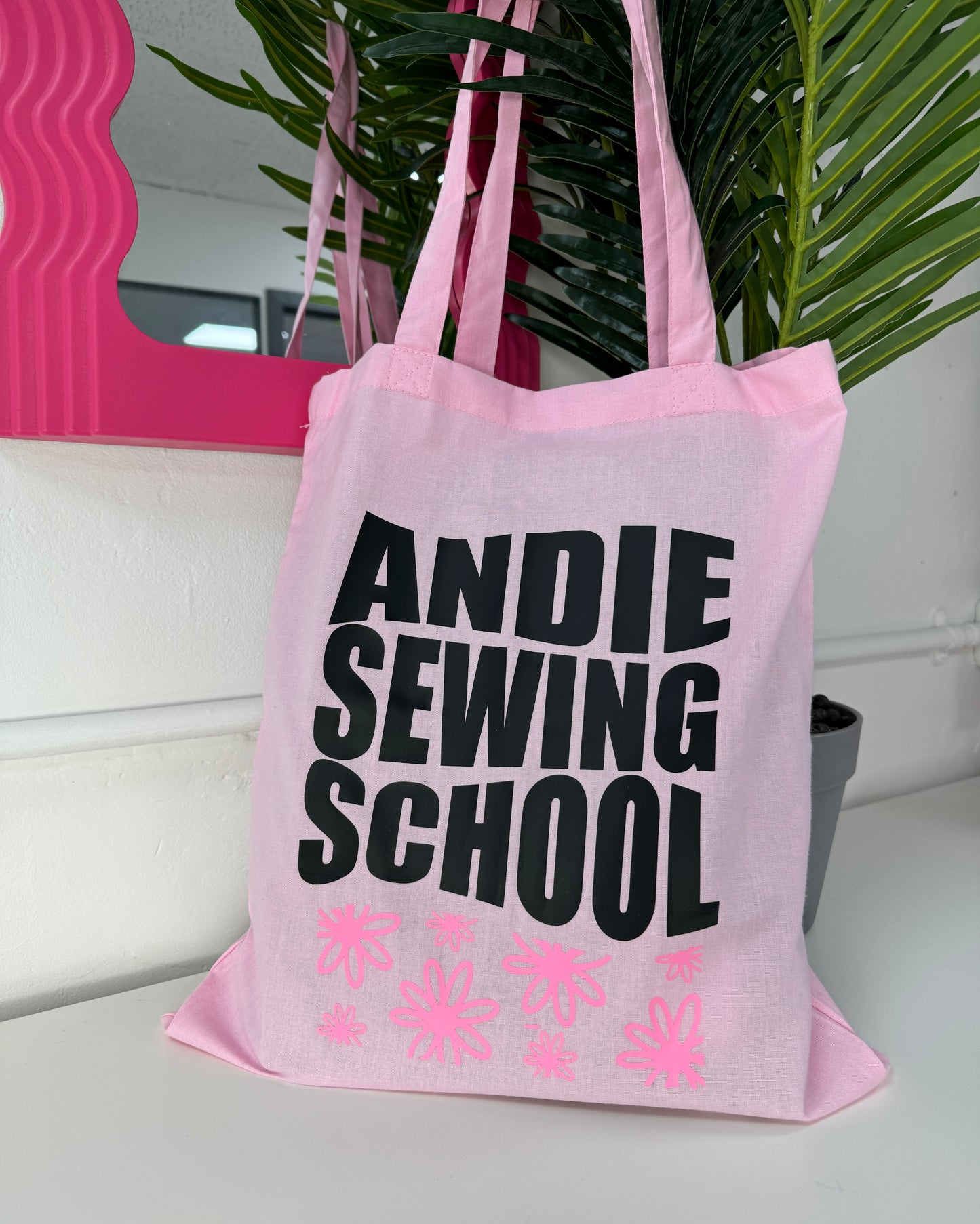 Pink Andie Sewing School Tote Bag