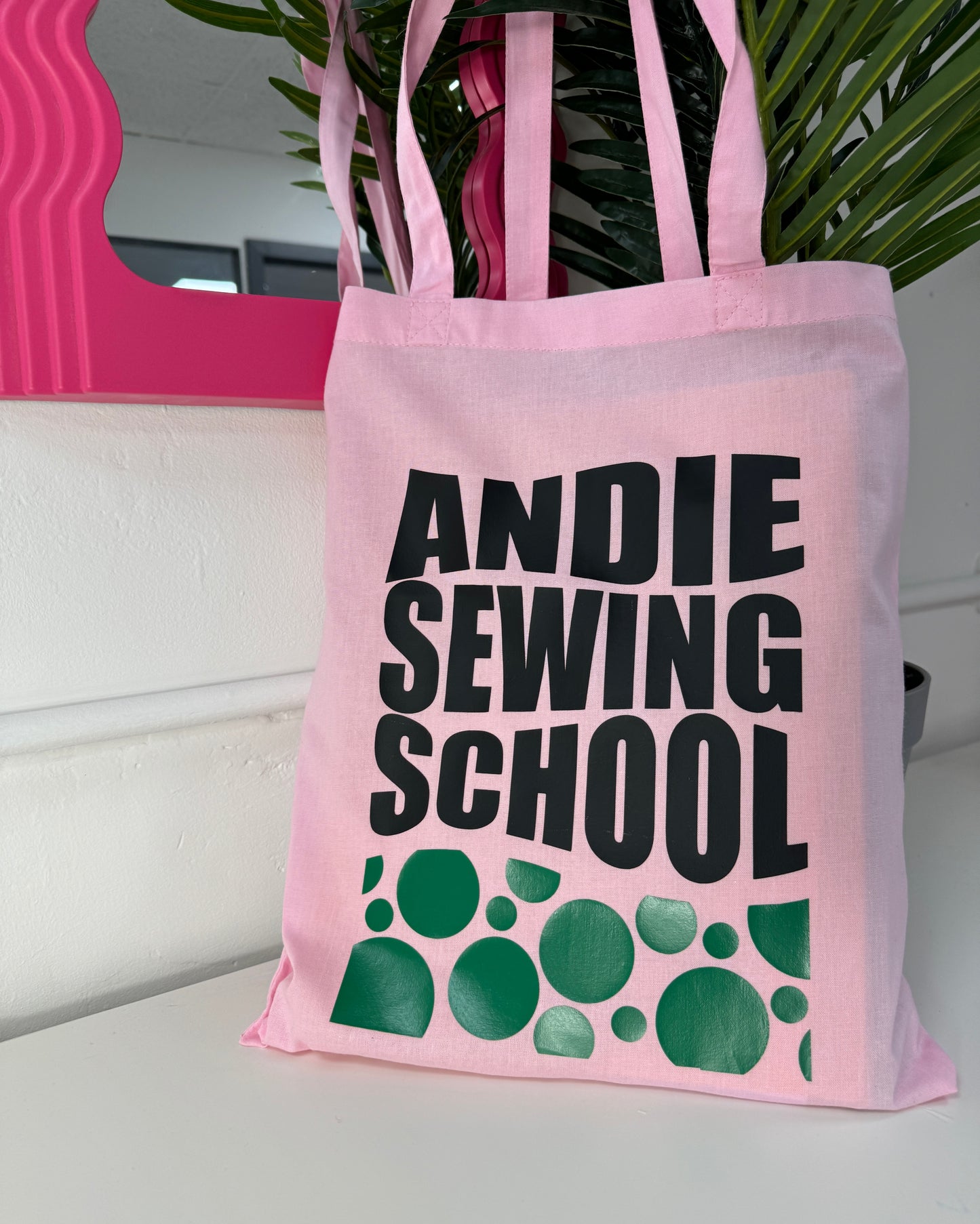 Pink Andie Sewing School Tote Bag