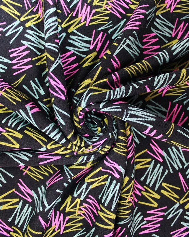 Zig Zag Viscose Ponteroma Fabric