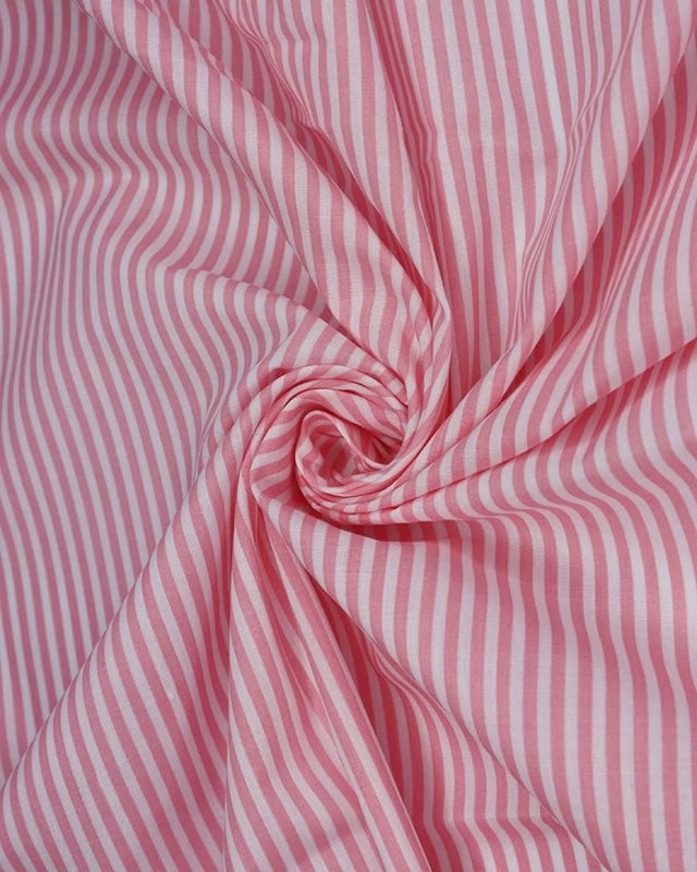 Pink Striped Polycotton Fabric