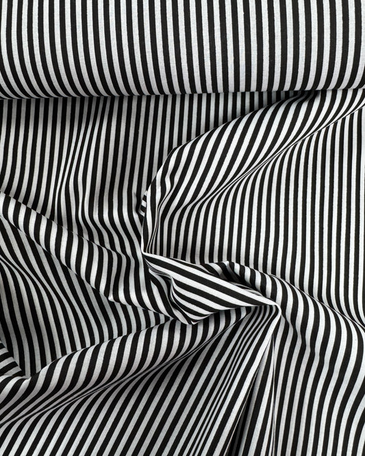 Black Striped Polycotton Fabric