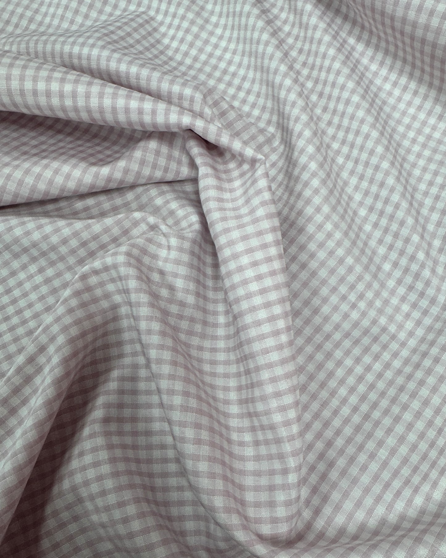 Pink Gingham Polycotton Fabric