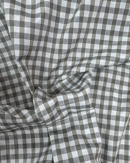 Grey Gingham Polycotton Fabric
