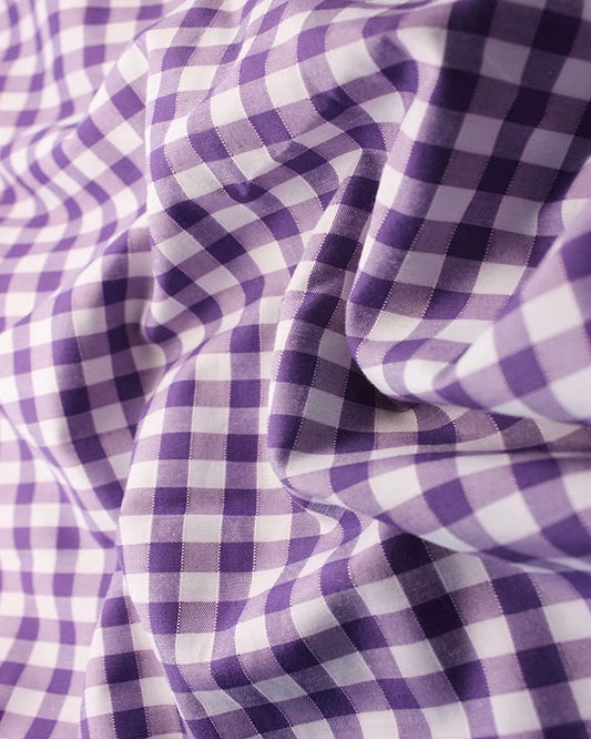 Purple Gingham Polycotton Fabric