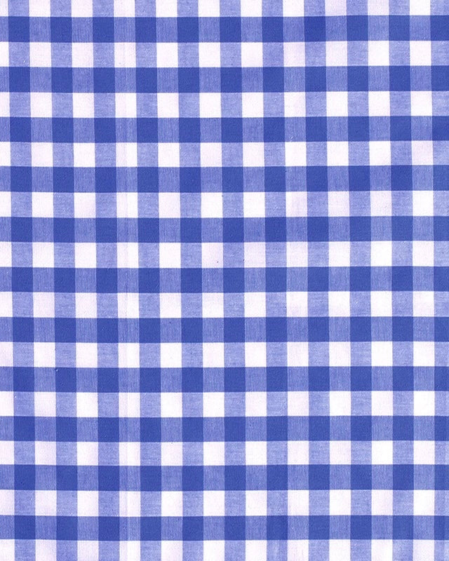 Blue Gingham Polycotton Fabric