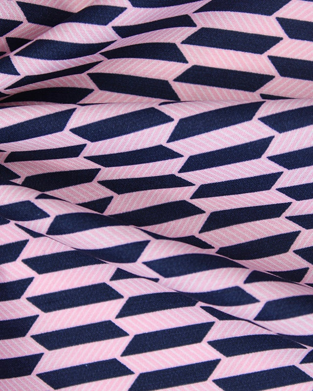 Retro Geometric Contrast Cotton Poplin