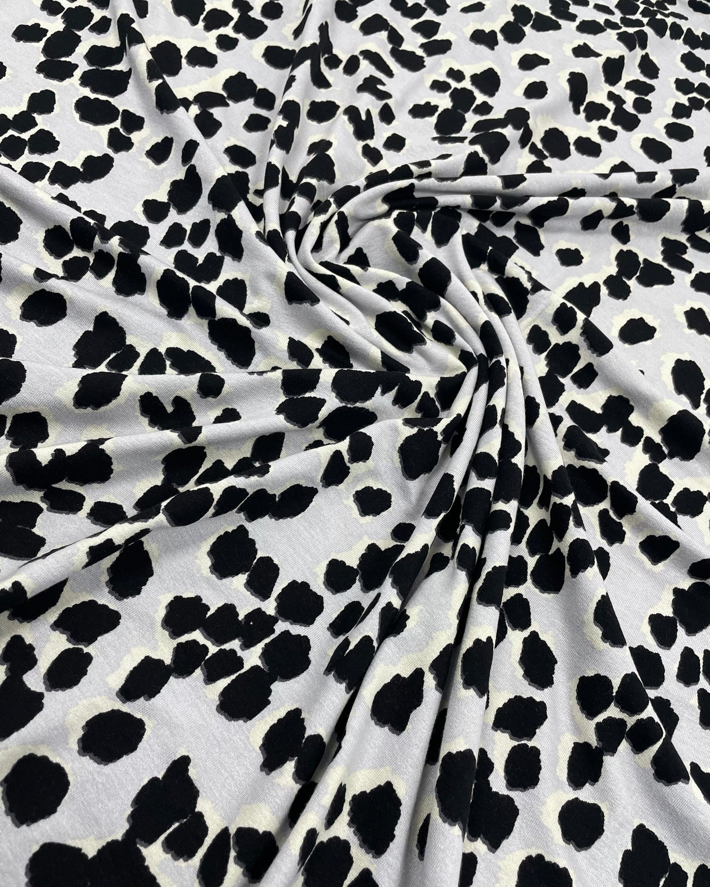 Silver Leopard Print Viscose Jersey Fabric