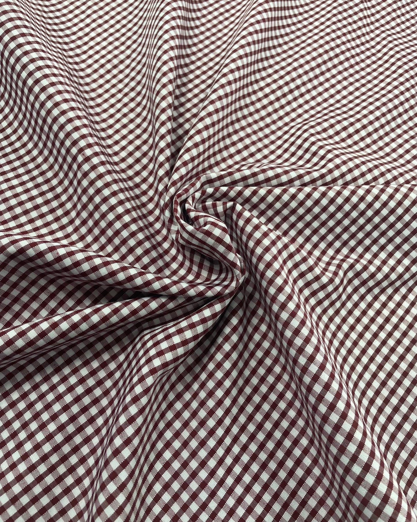 Wine Gingham Polycotton Fabric