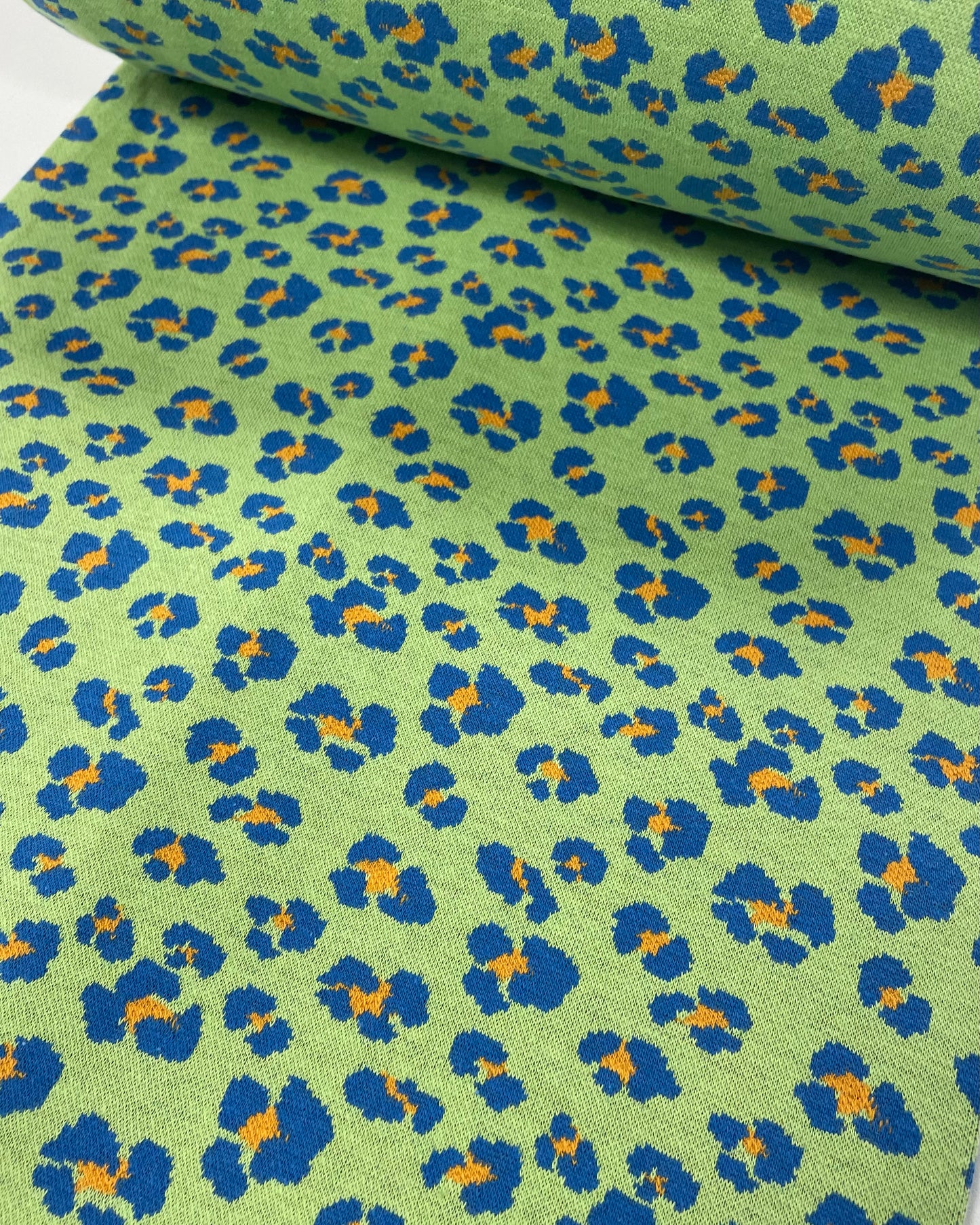 Vibrant Lime Green Leopard Tubular Knit Fabric