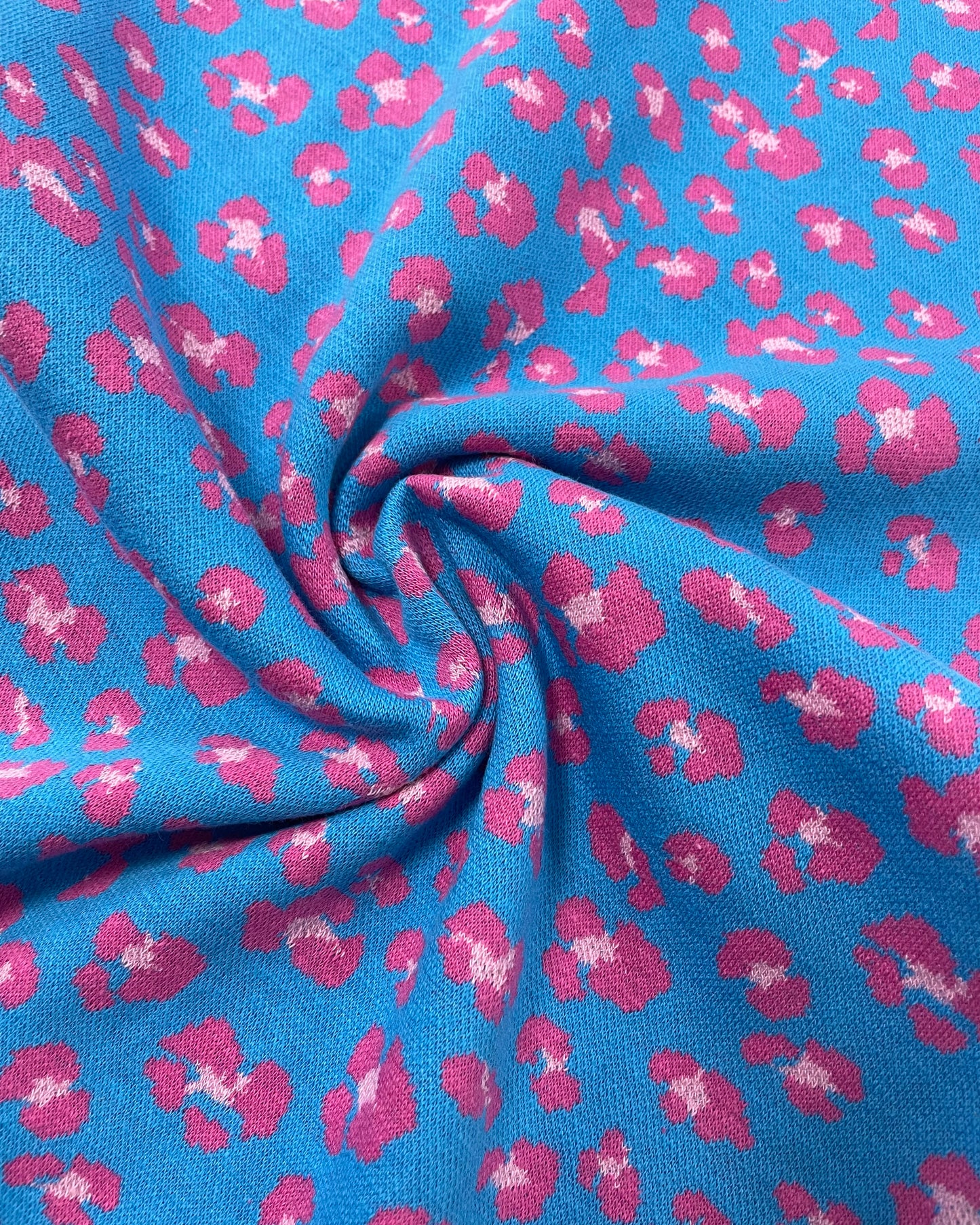 Vibrant Turquoise Leopard Tubular Knit Fabric